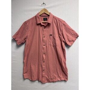 Rip Curl Button Up Shirt Salmon Pink Short Sleeve Surf Y2K Mens Short Sleeve L